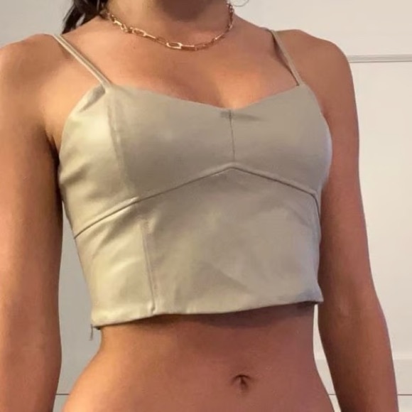 Zara Tops - Zara Beige Crop Top Sz S